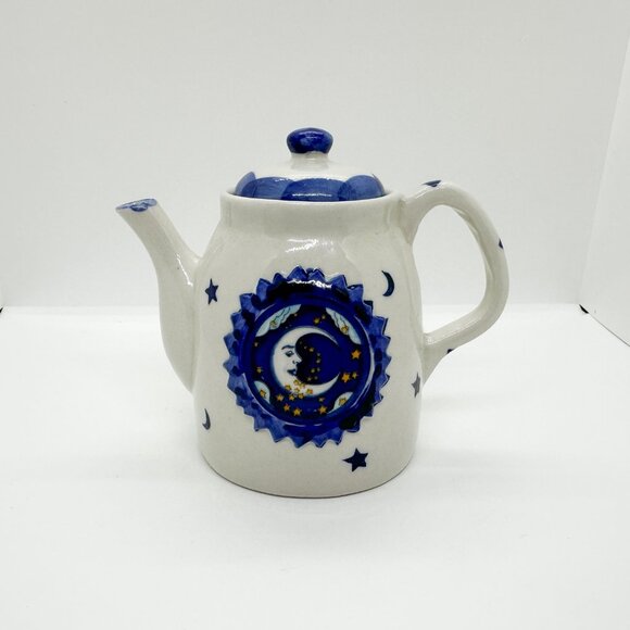 HTF Rare Vtg Celestial Lunar Moon Stars Witchy Tea Coffee Set Sugar Creamer 90s